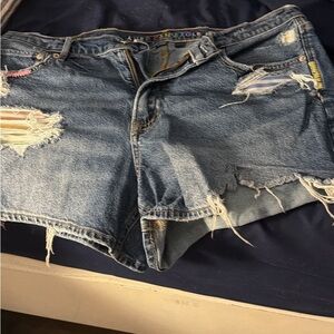 American Eagle Outfitters Blue Distressed Jean Shorts